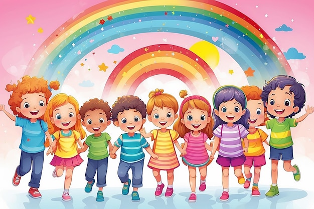 Illustratie van regenboogkinderen