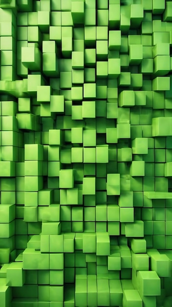 Illustratie van rijen groene kubussen en veelhoeken