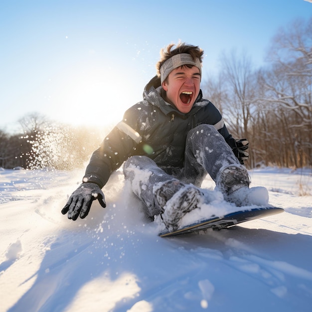 illustratie van senior winterpret