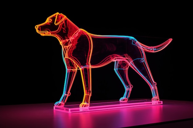 illustratie van slice perspectief Neon Een hond loopt op twee benen Sid Generative ai