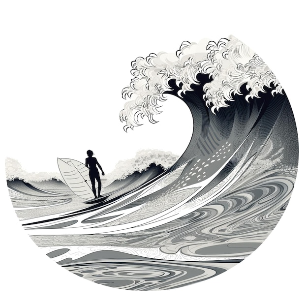 Foto illustratie van surfer