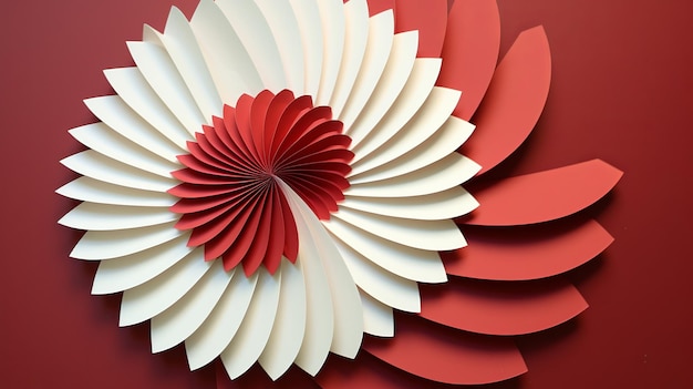 illustratie van Teken een rode cirkelvormige papercut die geleidelijk wordt opgevouwen