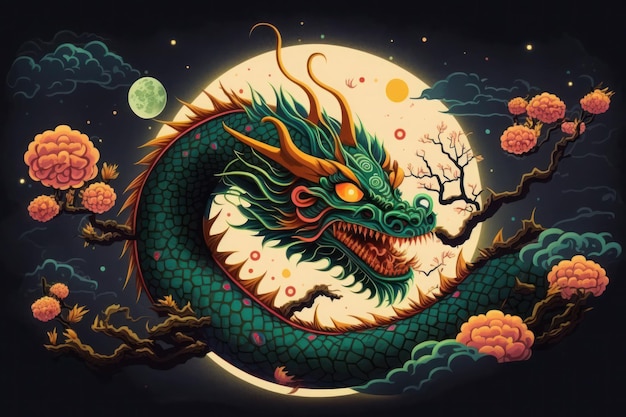 Illustratie van traditionele chinese draak ai gegenereerd