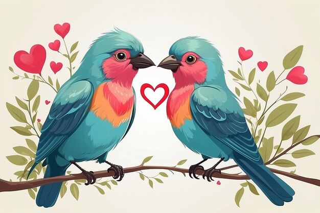 Foto illustratie van twee verliefde vogels