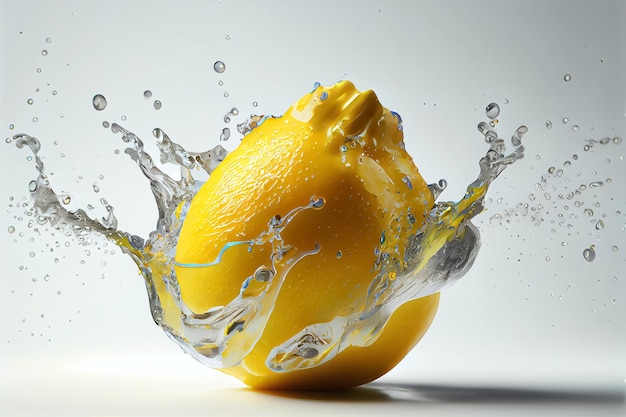 Illustratie van vers citrusvruchten oranje citroenfruit met waterplons op witte achtergrond