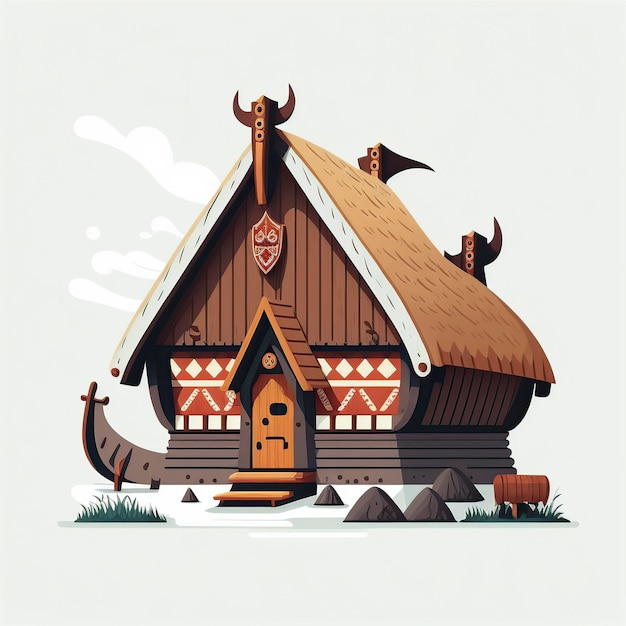 illustratie van viking huis ai gegenereerd beeld