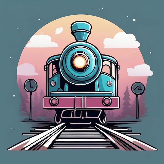 illustratie van vintage stoomlocomotief op de achtergrond vectorillustratie van een retro trein op een