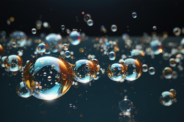 Illustratie van zeepbellen met reflectie