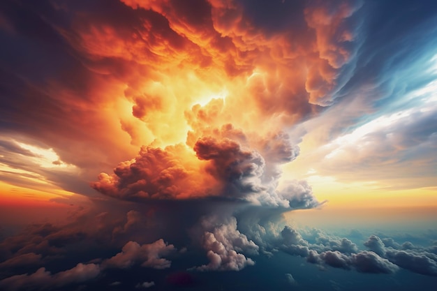 Foto illustratie van zomerstormwolken van boven