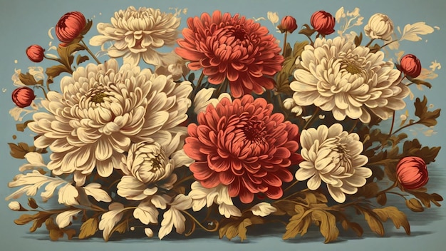 Illustratie vector vintage Chrysanthemum