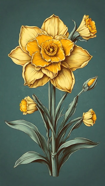 Illustratie vector vintage narcissus bloem