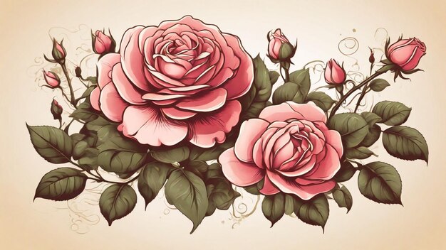 Illustratie vector vintage roosbloem