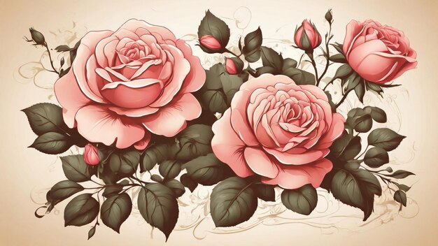 Illustratie vector vintage roosbloem