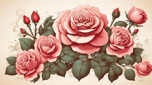 Illustratie vector vintage roosbloem