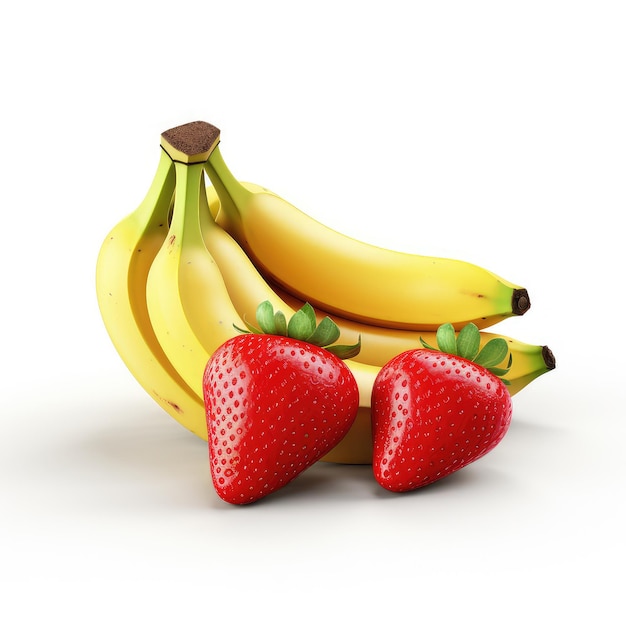 Foto illustratie verse bananen en aardbeien in culinaire beelden