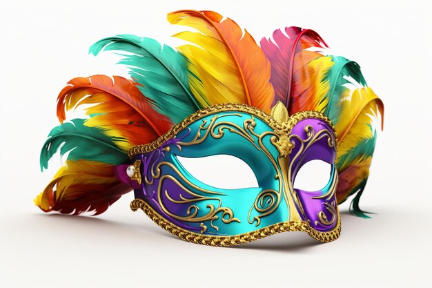 Illustratie voor flamboyante Mardi Gras-maskers felle kleuren geïsoleerd