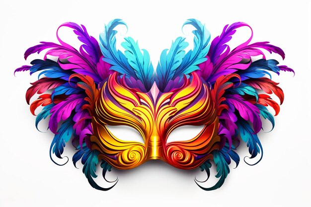 Foto illustratie voor flamboyante mardi gras-maskers felle kleuren geïsoleerd