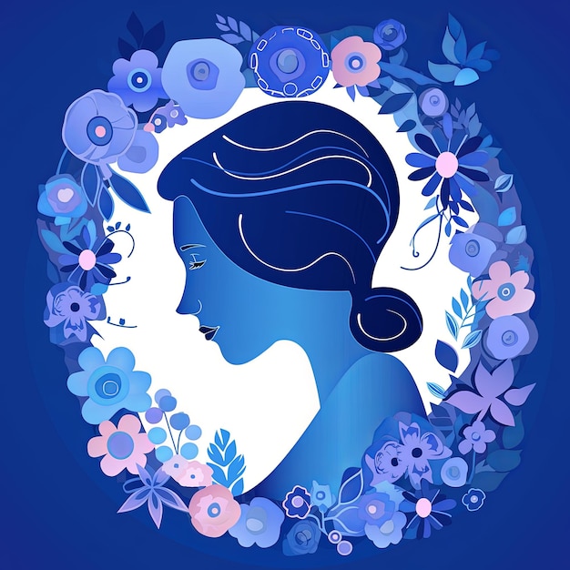 illustratie Vrouwendag achtergrond in blauw