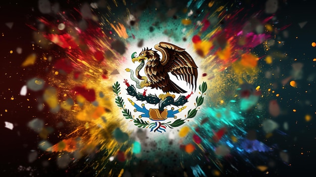Illustraties en iconen van de Mexicaanse vlag en de viering van de feestdag in de context van Mex