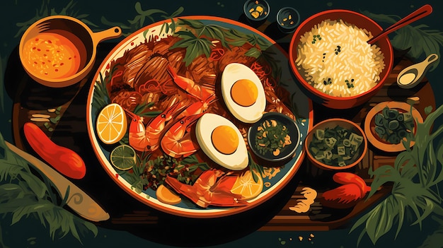 Illustraties van heerlijk Braziliaans eten