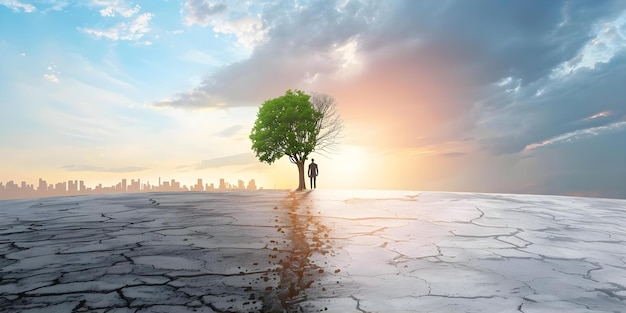 Photo illustrating psychological distress from natural disasters and global warming concept mental health climate crisis natural disasters psychological distress illustration