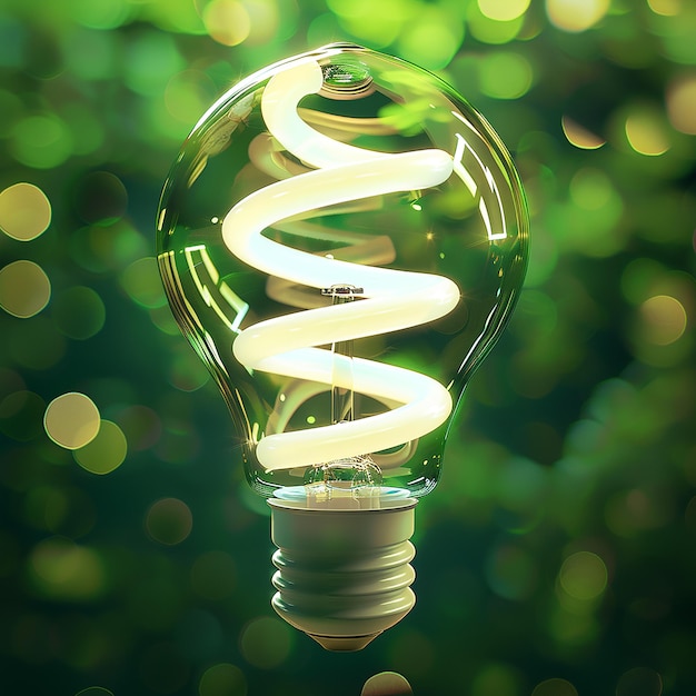 Photo illustrating sustainability dynamic 3d led light bulb design