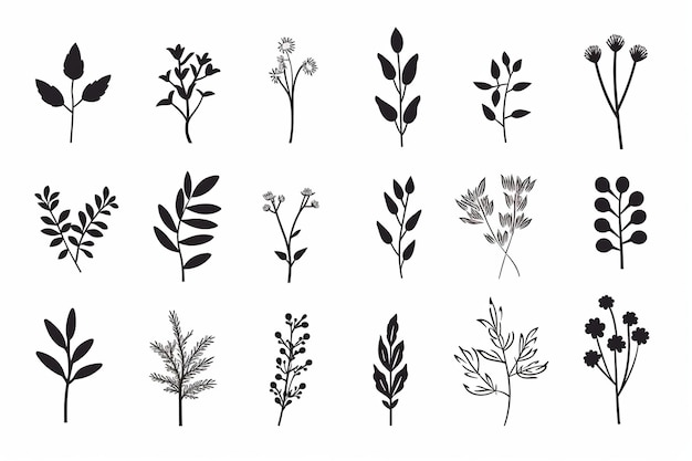 illustration of 10 different minimalist flat icons for floral illust