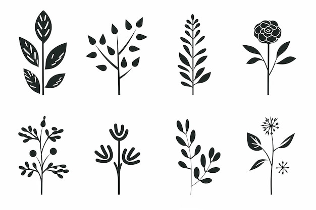 Photo illustration of 10 different minimalist flat icons for floral illust