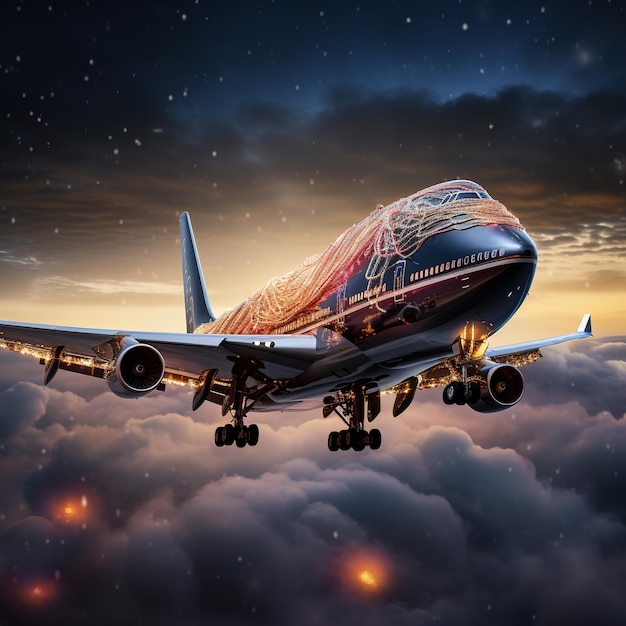 illustration of 2023 Christmas holiday Boeing 747 painted like a can
