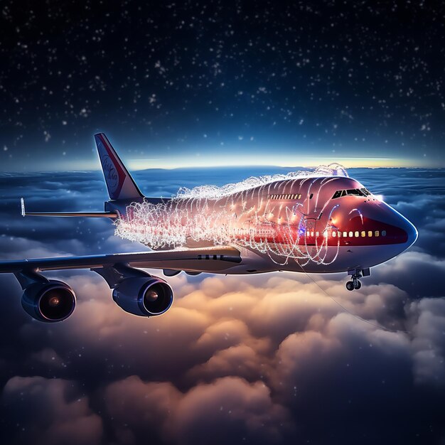 Premium AI Image illustration of 2023 Christmas holiday Boeing 747