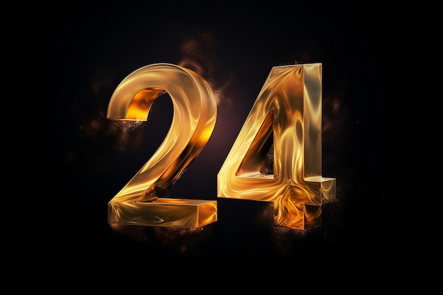 Photo illustration of 2024 gold 3d numbers generative ai