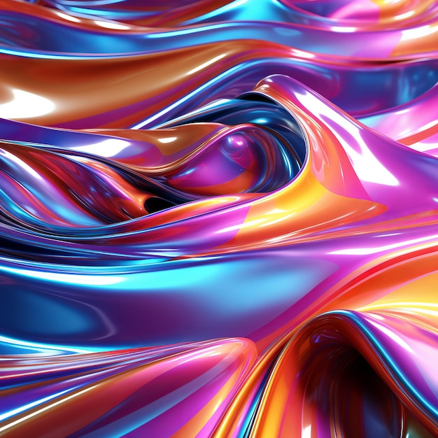 Иллюстрация 3D абстрактного фона Блестящий материал Цветный