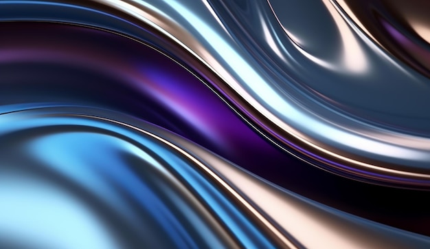 An Illustration Of 3D Chrome Waves Background