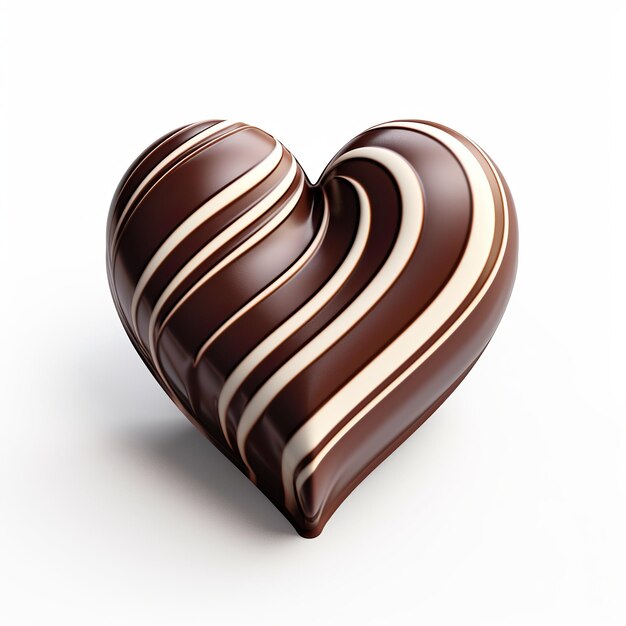 Иллюстрация 3D шоколадного сердца на белом фоне