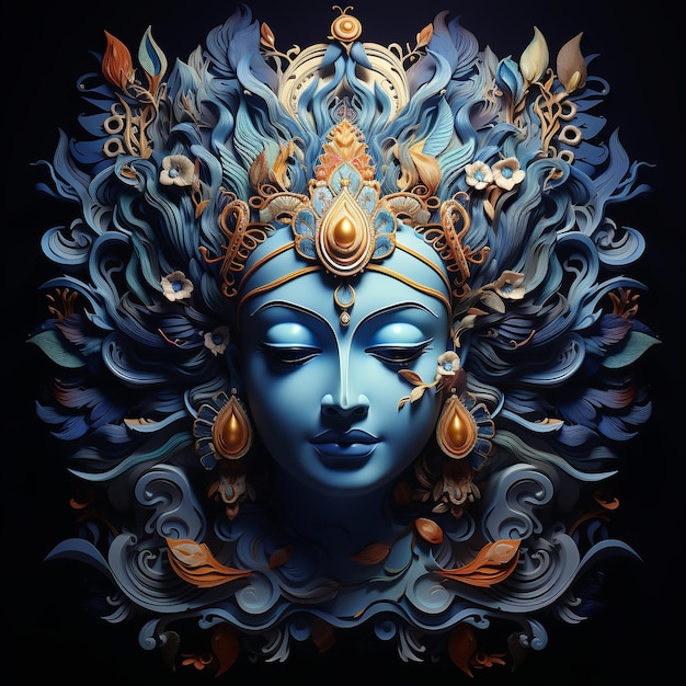 Premium Photo | Illustration of 3d painting of god shree krishna