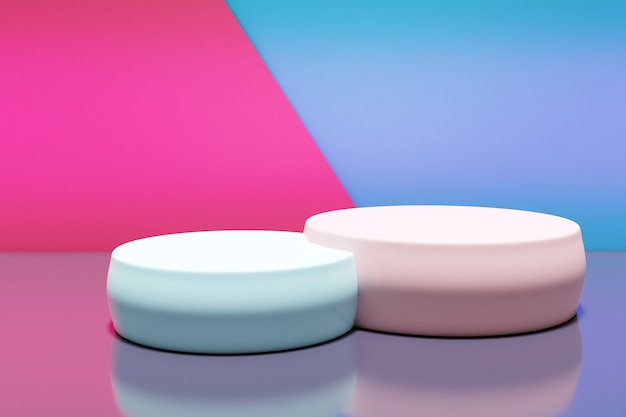 illustration of a 3d podium podium from two circles on a pink and blue background 