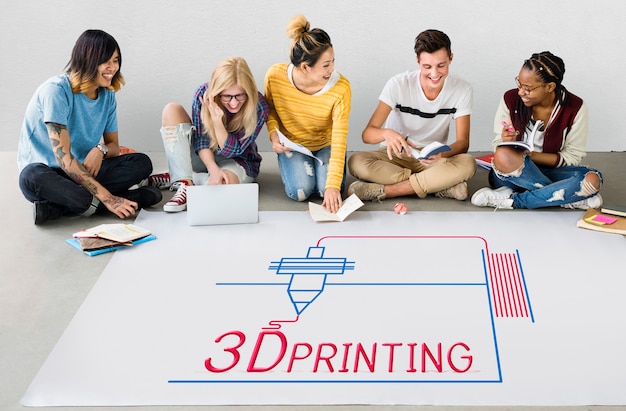 Illustration of 3D printing craft innovation technology