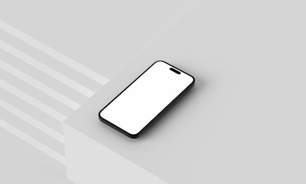 Illustration 3d render of isometric rectangles simulating a telephone in a 3d space iPhone