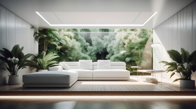 Illustration 3d rendering large luxury modern bright interiors living room mockup AI Generative