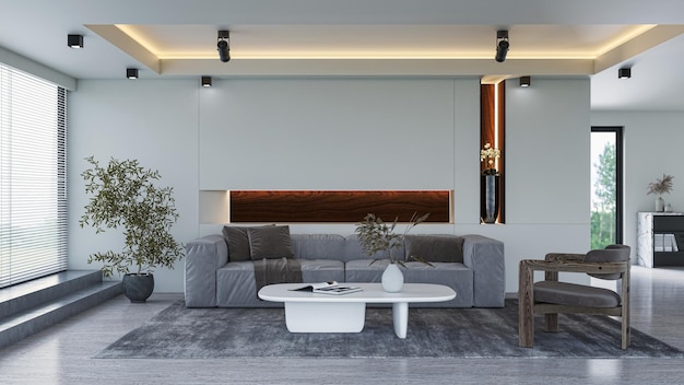 illustration 3d rendering large luxury modern bright interiors living room mockup computer digitally generated image