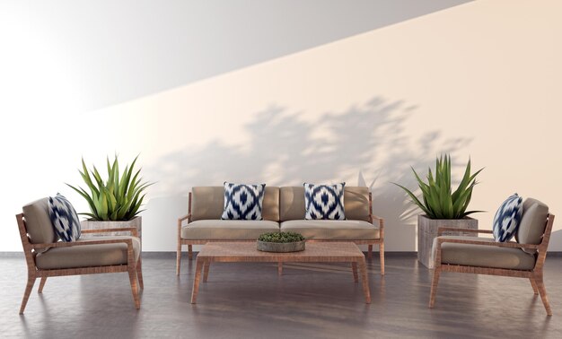 Illustrazione rendering 3d interni luminosi moderni di lusso di grandi dimensioni soggiorno mockup computer immagine generata digitalmente