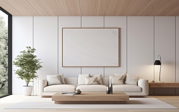 Illustration 3d rendering large luxury modern bright interiors living room mockup computer digitally