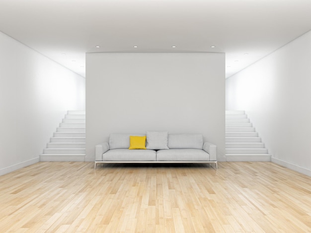 Illustration 3D rendering large luxury modern bright interiors Living room mockup computer digitally