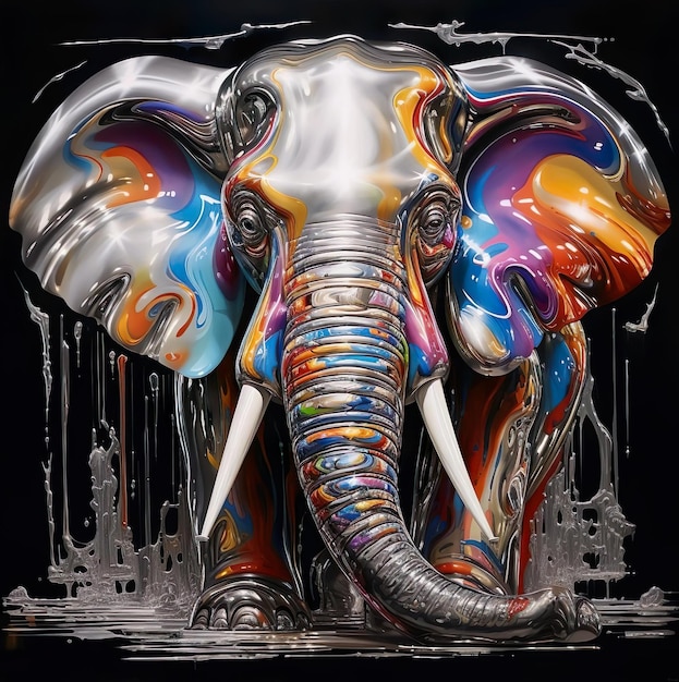 Illustration 3d of silver elephant