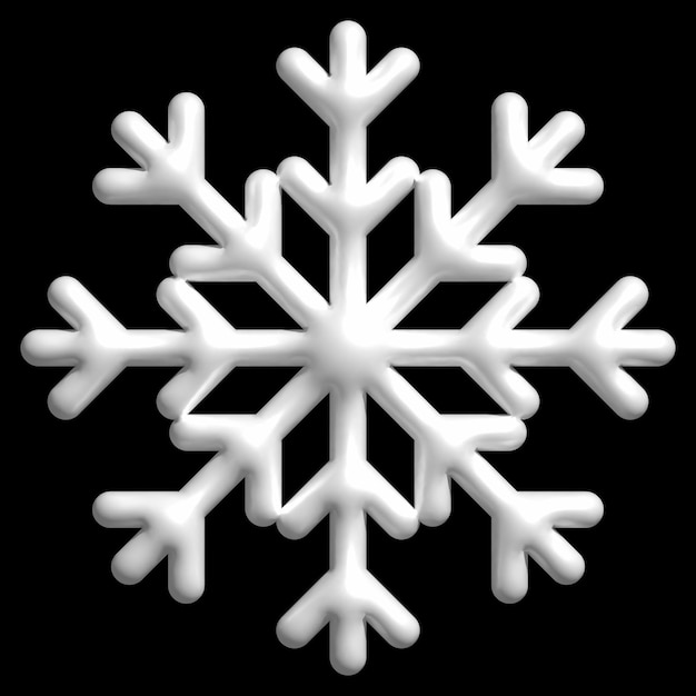 Illustration of 3D snowflakes isolated on black background