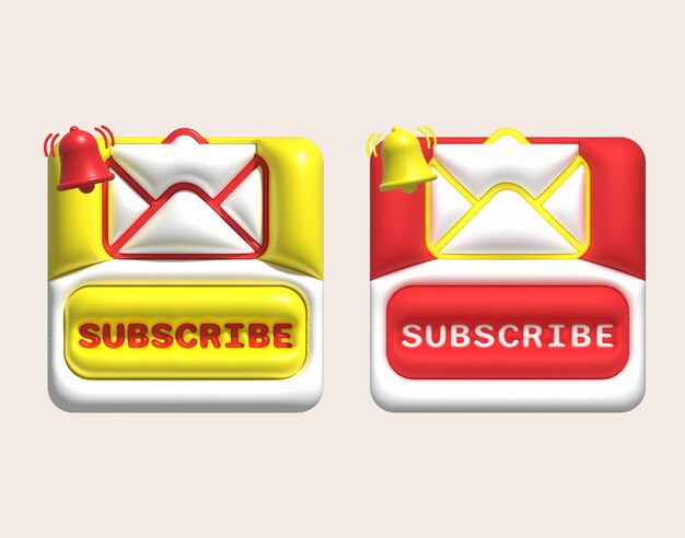 Photo illustration 3d subscribe icon subscribe button 3d element