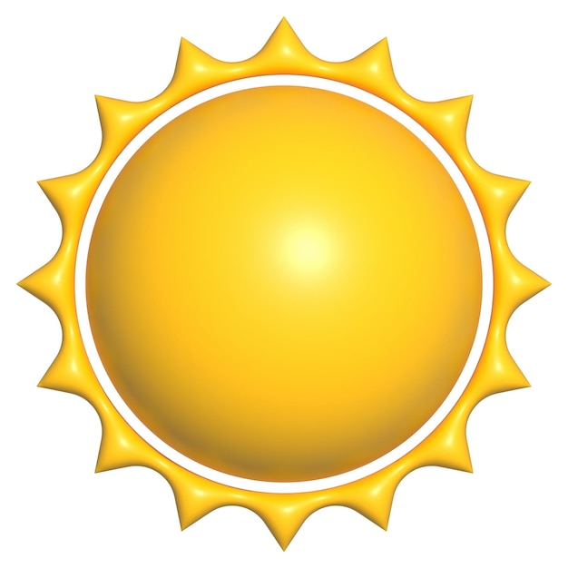Foto illustrazione dell'icona del sole 3d isolata su sfondo bianco