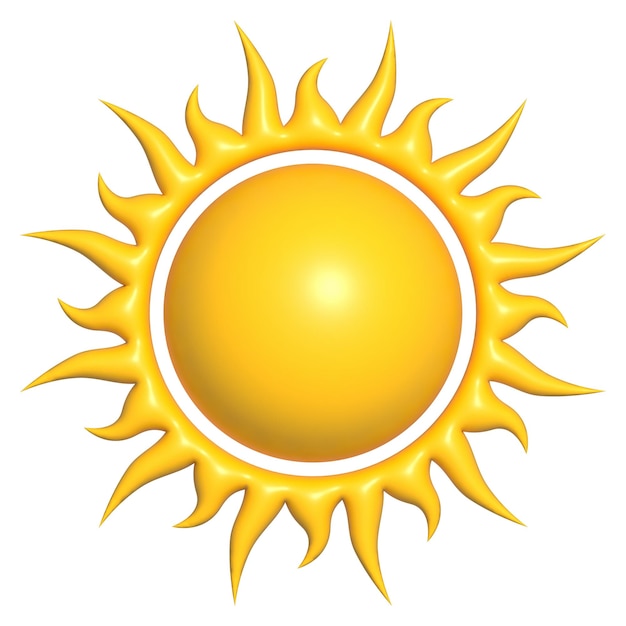 Illustration of 3d sun icon isolated on white background