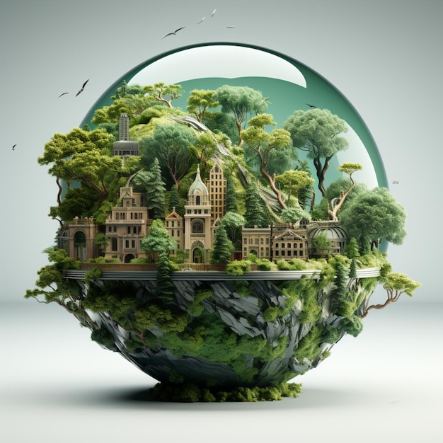 Photo illustration 3d of world nature day