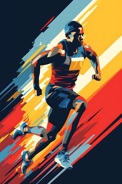 Illustration 400 Meter Hurdles Challenge and Endurance Vibrant Color Sche Flat 2D Sport Art Poster